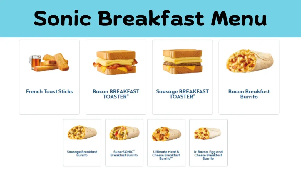 Sonic Breakfast Menu