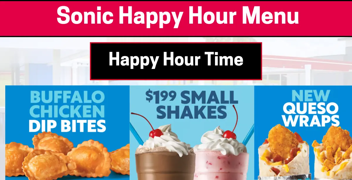 Sonic Happy Hour Menu