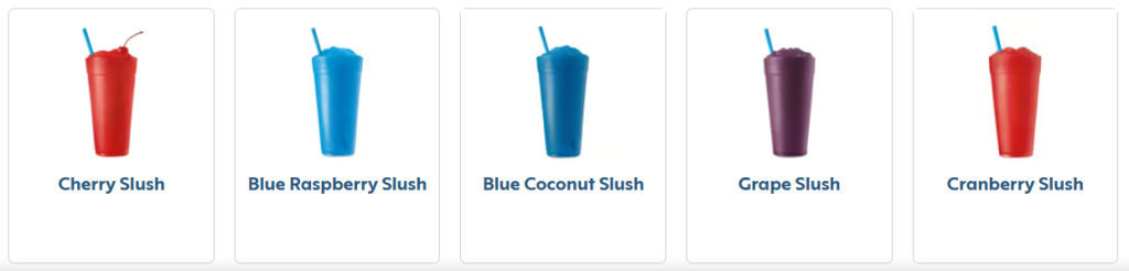 Sonic Slushes Menu 